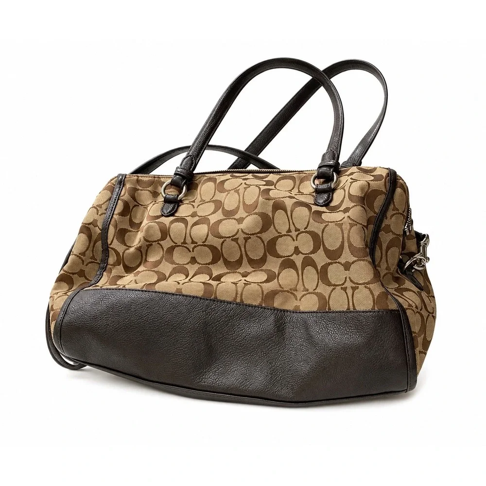 Rare Coach‎ Signature C Park Signature KT Zip Satchel Khaki/Brown 3 Zipper Pu se